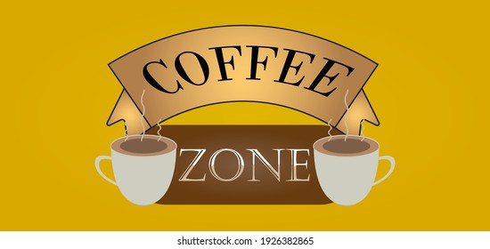 Zona de café con pancartas simple.Ilustración vectorial.10EPS