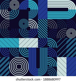 A simple banner with a decorative geometric pattern. Memphis. Square modules. The color composition. Seamless background. Vector illustration for web design or print.