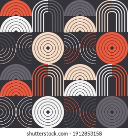 A simple banner with a decorative geometric pattern. Memphis. Square modules. The color composition. Seamless background. Vector illustration for web design or print.