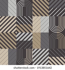 A simple banner with a decorative geometric pattern. Memphis. Square modules. The color composition. Seamless background. Vector illustration for web design or print.