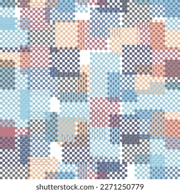 A simple banner with a decorative geometric pattern.  Rainbow gingham plaid. 