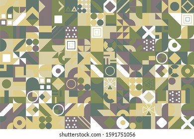 Simple banner of decorative patterns colored geometric composition flat style