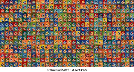 Simple banner of decorative patterns colored geometric composition flat style