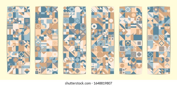 Simple banner of decorative patterns colored geometric composition flat style