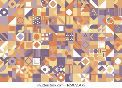 Simple banner of decorative patterns colored geometric composition flat style