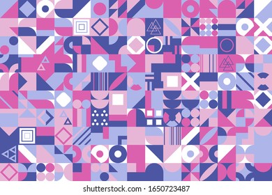 Simple banner of decorative patterns colored geometric composition flat style