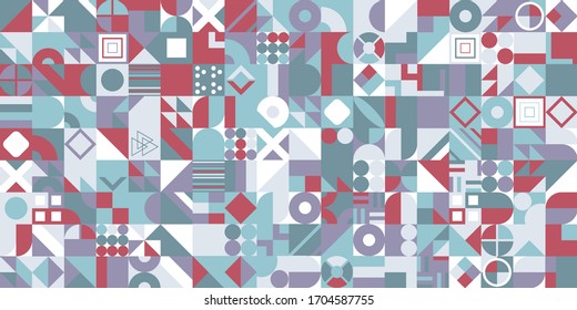 Simple banner of decorative patterns colored geometric composition flat style