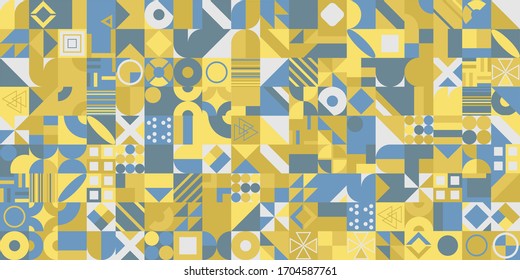 Simple banner of decorative patterns colored geometric composition flat style