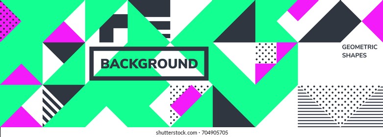 Banner simples de padrões decorativos módulos quadrados composição geométrica colorida em estilo escandinavo