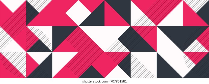 Simple banner of decorative patterns square modules colored geometric composition in Scandinavian style