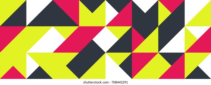 Simple banner of decorative patterns square modules colored geometric composition in Scandinavian style