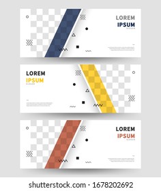 diseño simple de conjunto de banners con objeto memphis