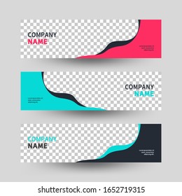 simple banner design set with wavy shapes