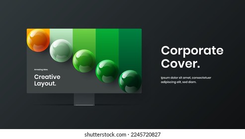 Simple banner design vector illustration. Premium monitor mockup website concept.