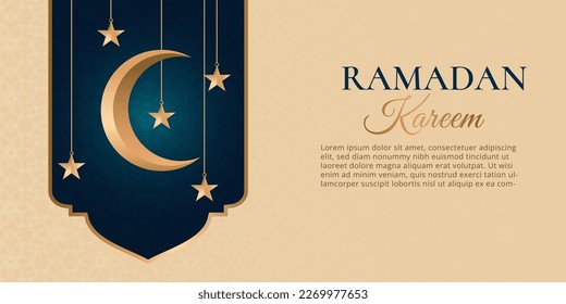 Simple Banner of Ramadan Kareem Horizontal Shape