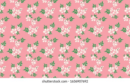 Simple banner for spring, with beautiful leaf and flower pattern background.