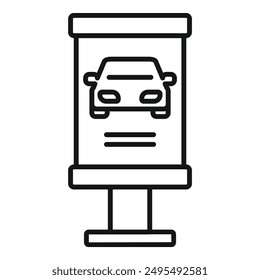 Simple banner stand is displaying an advertisement featuring a car, likely for a car dealership