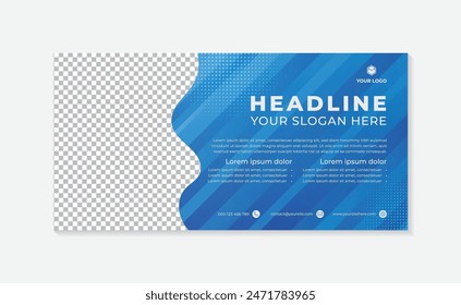 Formas de línea de corte de Plantilla de Anuncio simple fondo azul, Plantilla de volante de negocios azul, diseño de folleto, Plantilla de cubierta de folleto, diseño abstracto, póster con fondo geométrico abstracto.