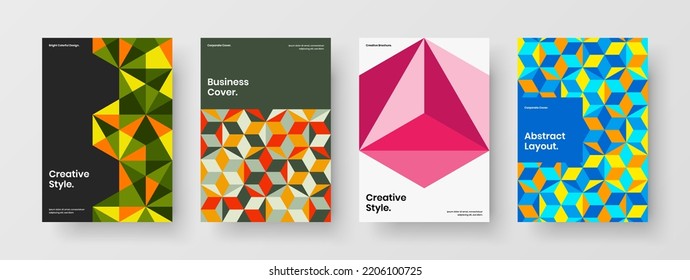 Simple banner vector design concept collection. Original geometric shapes company identity layout set.