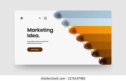 Simple banner vector design layout. Modern realistic balls presentation illustration.