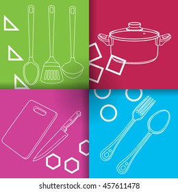 Simple banners with graphic elements from kitchen, simple art for web and print design appealing for cooking theme.