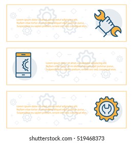 Simple banners set of engineering items. Vector illustration.