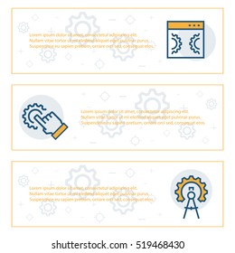 Simple banners set of engineering items. Vector illustration.