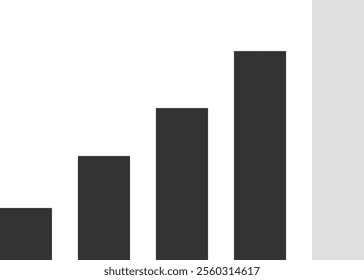 Simple bar chart with four increasing columns is showing positive growth and financial success, perfect for business presentations and reports