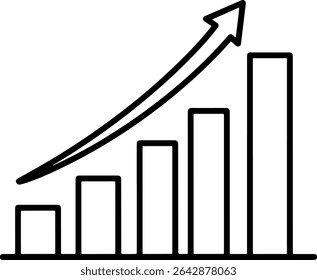 Simple bar chart icon with an upward arrow, representing growth, analytics, or performance improvement