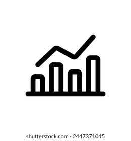 Icono de línea de gráfico de barras simple aislado en un fondo blanco