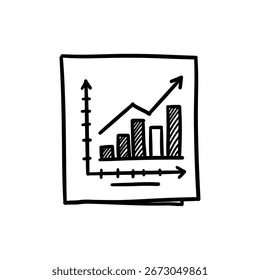 Simple Bar Chart Over Paper Doodle Outline Icon