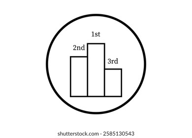 Simple bar graph icon of ranking positions 1st, 2nd, and 3rd.