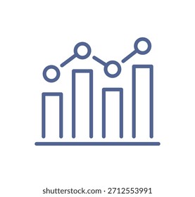 Icono simple de gráfico de líneas y barras, símbolo mínimo de análisis de datos que representa estadísticas, métricas de rendimiento y Ilustración vectorial plana del concepto de tendencia empresarial.

