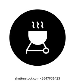 Simple barbecue grill icon illustration on black background perfect for summer outdoor cooking parties celebration