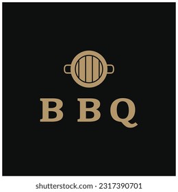 Simple Barbecue Vintage hot grill, with crossed flames and spatula. Logo for restaurant, badge, cafe and bar.vector