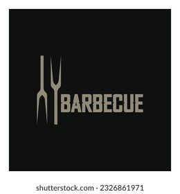 Simple Barbecue Vintage hot grill, with crossed flames and spatula. Logo for restaurant, badge, cafe and bar.vector