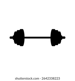 Simple barbell silhouette vector flat illustration design.