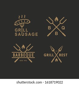 simple barbeque grill logo tamplate