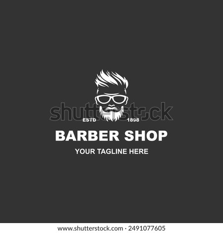 Simple barber shop logo design vector isolated on black background