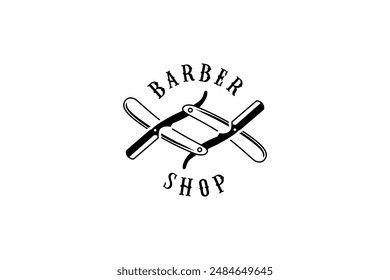 Simple barber shop logo, hair cutting logo vector illustration.