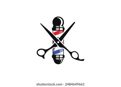 Simple barber shop logo, hair cutting logo vector illustration.