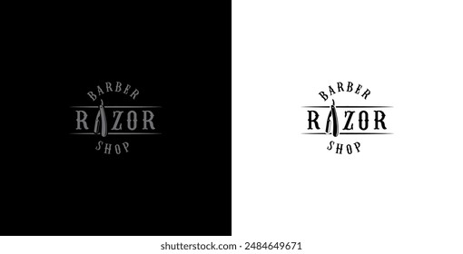 Simple barber shop logo, hair cutting logo vector illustration.