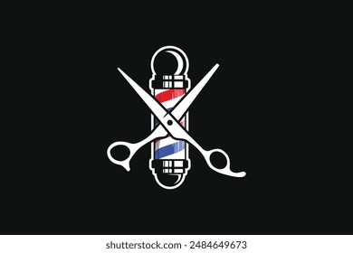 Simple barber shop logo, hair cutting logo vector illustration.