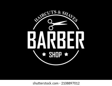 Simple barber shop logo on black background