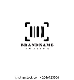 simple barcode scanners cartoon logo icon design template modern black vector illustration