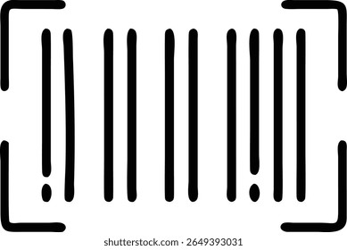 Een eenvoudige barcode met verticale lijnen en beugelvormen, geïsoleerd op een effen witte achtergrond illustratie