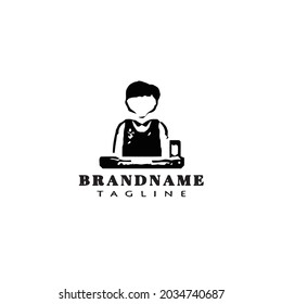 simple barman cartoon logo icon design template modern black vector illustration