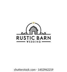 Simple Barn With Floral Wedding Banner Logo Design