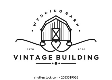 Simple Barn with Floral Wedding Banner logo design