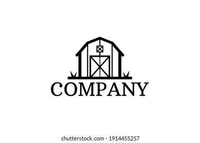 Simple Barn Logo. Barnyard Vector Illustration.